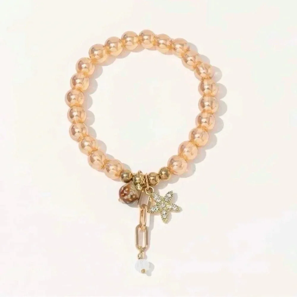 Beaded Flower Charm Bracelet